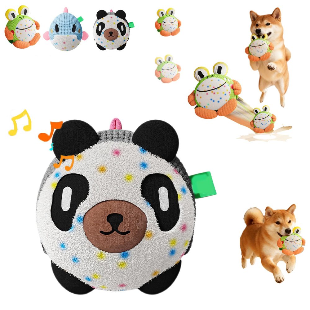 2026 Electronic Interactive Dog Toy, Moving Plush Dog Ball (Panda)