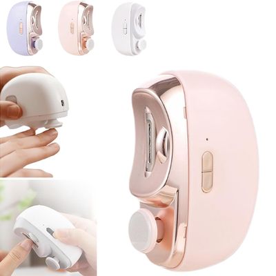 3-in-1 Electric Nail Clipper with LED Light, Rechargeable, Pink