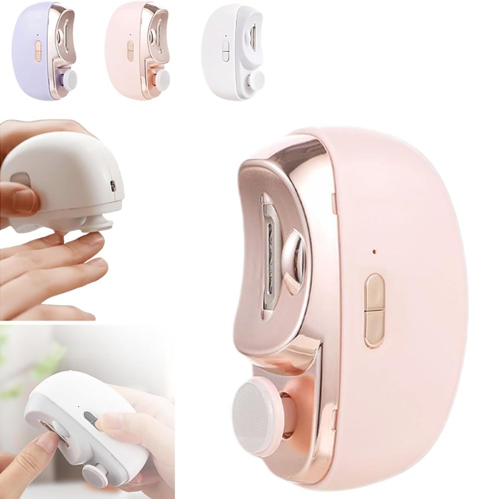 3-in-1 Electric Nail Clipper with LED Light, Rechargeable, Pink