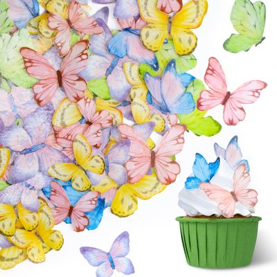 108-Piece Edible Pastel Butterfly Cupcake Toppers
