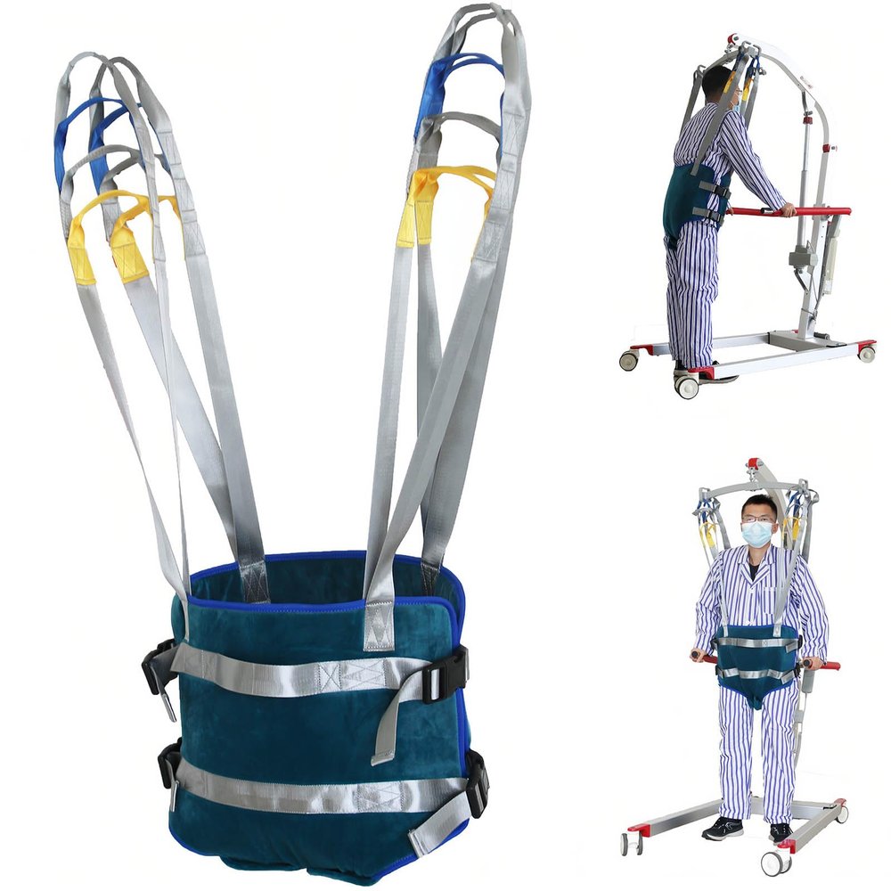 BESTXH Universal Patient Lift Aid, Leg Spreader Belt, Walking and Standing Aid, Grey Blue, M