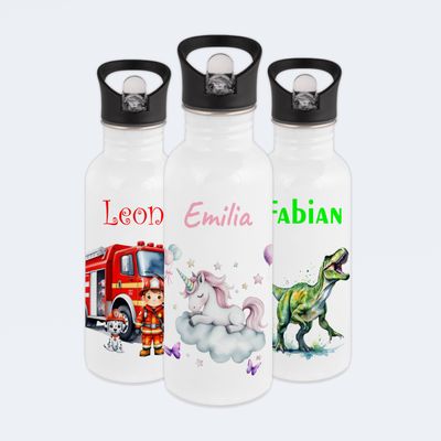 Gravur-Max Personalized Kids' Water Bottle 600 ml – Unicorn, White