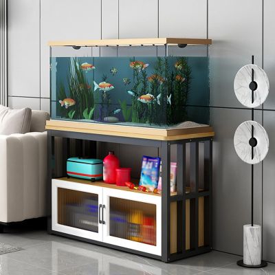 Generic Adjustable Aquarium Stand with Storage Cabinet, Sturdy Steel Frame, Home/Office/Hospital, Black (80 x 45 cm)