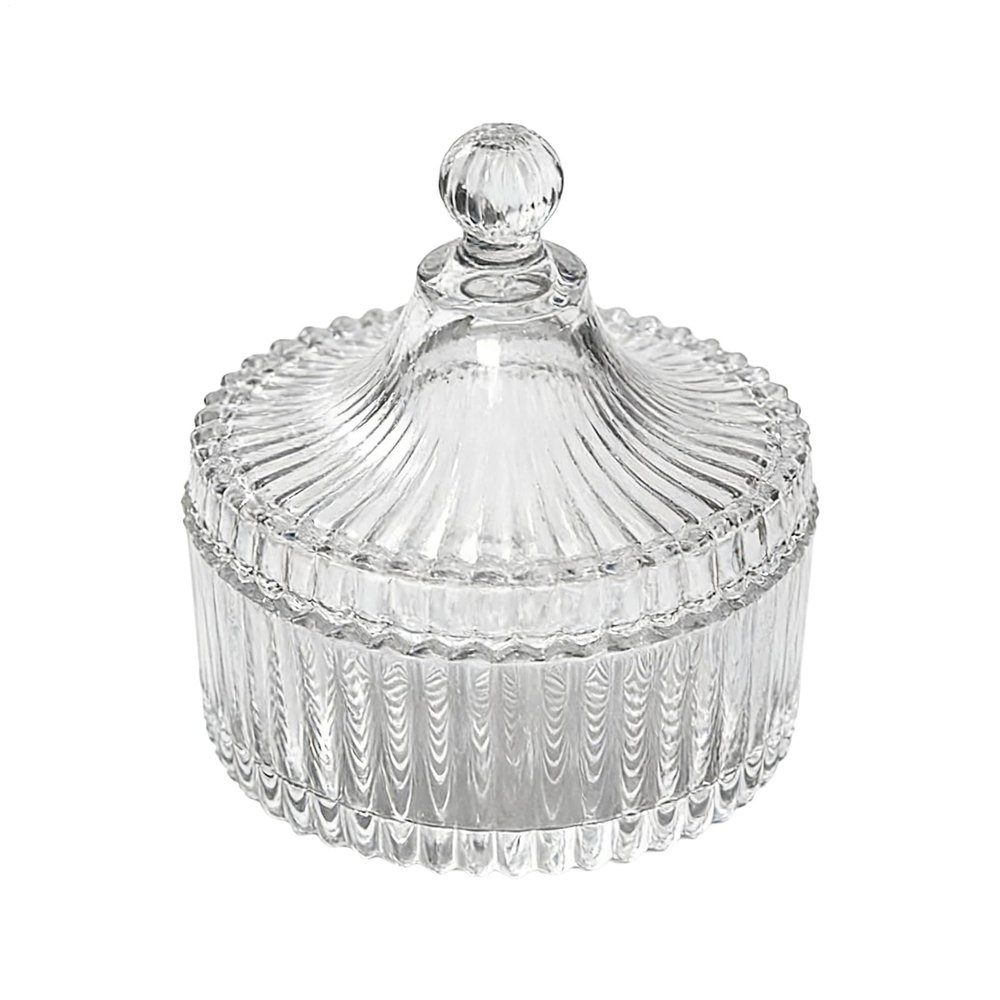 800 ml Glass Body Powder Container with Beauty Puff