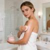 800 ml Glass Body Powder Container with Beauty Puff view 2