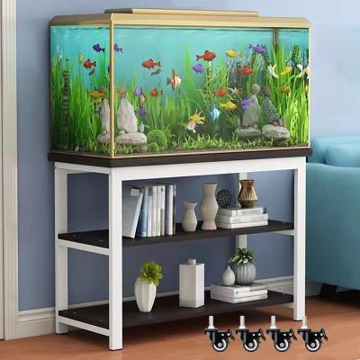 Aquarium Stand with Casters, Multi-Tier Shelving