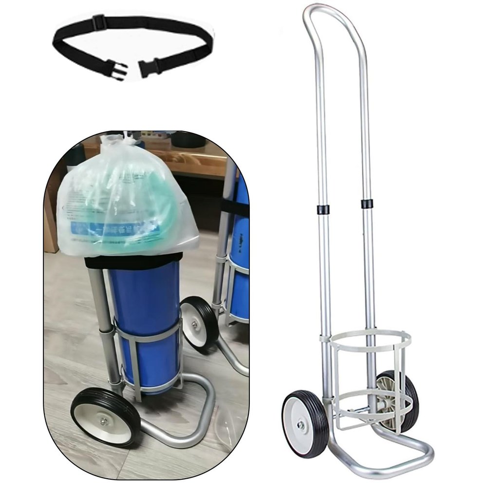 Portable Oxygen Cylinder Cart with Safety Belt and Wheels