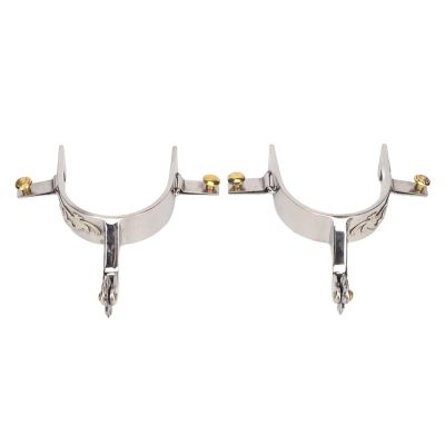 Jwthee Cowboy Spurs, Stainless Steel, with Spur Straps and Rotating Rowel