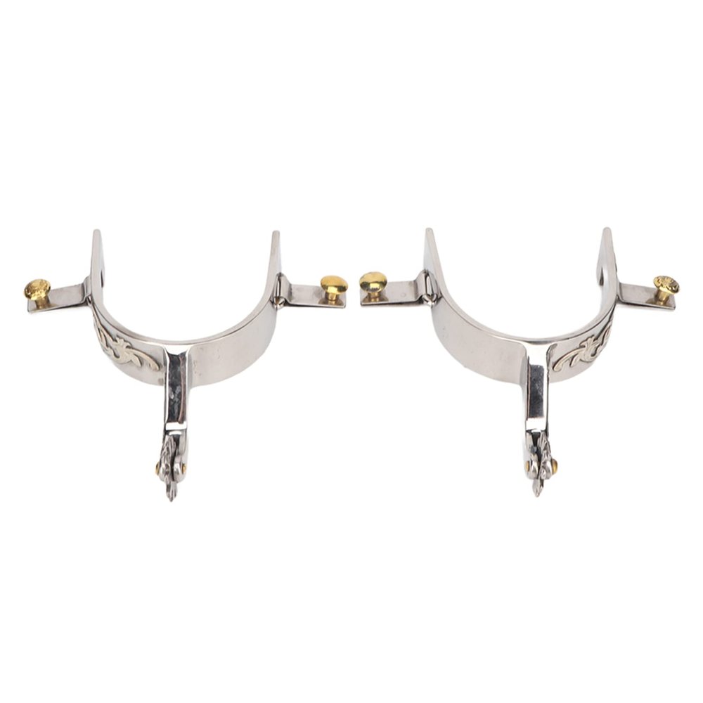 Jwthee Cowboy Spurs, Stainless Steel, with Spur Straps and Rotating Rowel