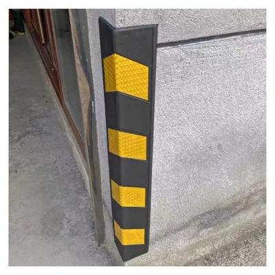 Reflective Wall Bumper Guard with Yellow Stripes, L-Shaped Rubber Corner Protector