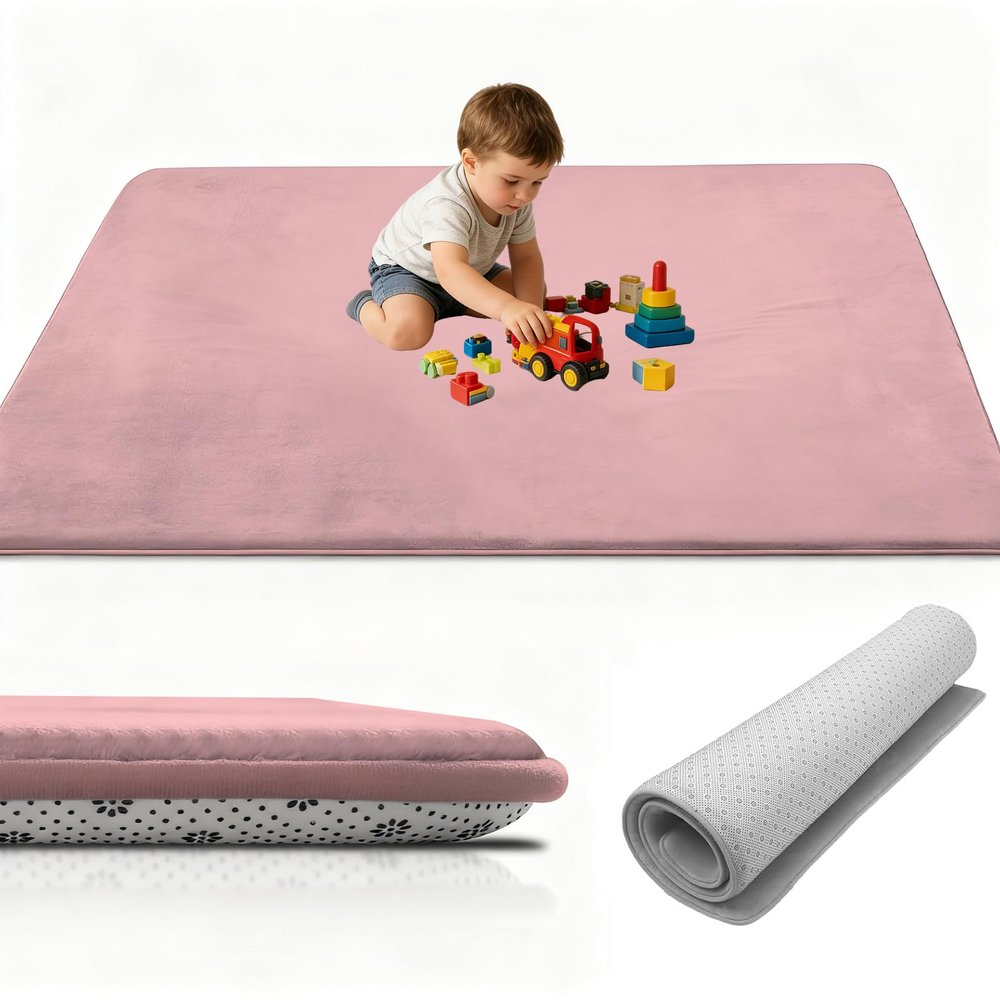 Stqyeiw 3 cm Thick Baby Crawling Mat, 130 x 200 cm, Pink