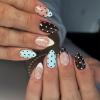Bubaxuce Polka Dot Almond Press-On Nails, French Fake Nails with White and Black Dots view 1