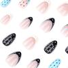 Bubaxuce Polka Dot Almond Press-On Nails, French Fake Nails with White and Black Dots view 3