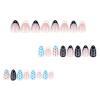 Bubaxuce Polka Dot Almond Press-On Nails, French Fake Nails with White and Black Dots view 4