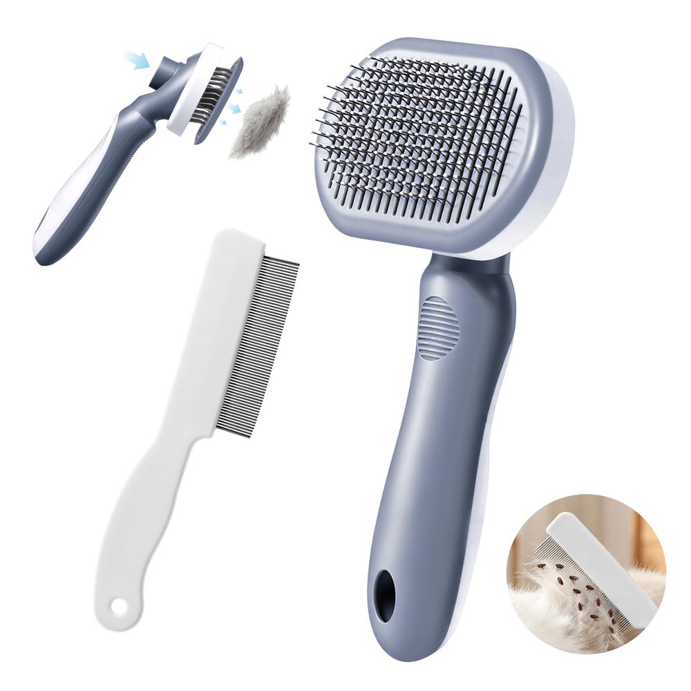 Oderra Brush for Cats and Dogs with Flea Comb