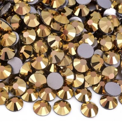GIUPLOKID Hotfix Flatback Rhinestones, Non-Hotfix Glass Rhinestones, Multicolor, SS40, 144 Pieces, for Nail Art and Crafts (Mine Gold, SS40-144 pcs)