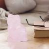 Naroote Rose Quartz Cat-Shaped Decorative Healing Stone for Home Office Decor view 2