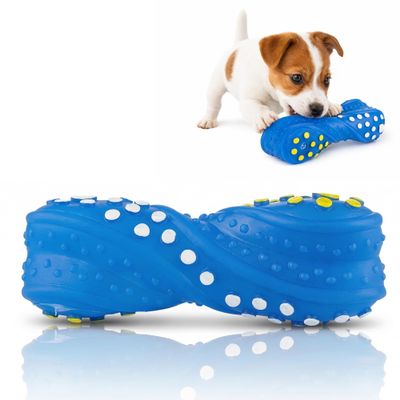 HAPPET Squeaky Bone Vinyl Blue 15cm Dog Toy