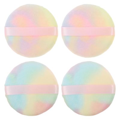 CIMAXIC Large Round Plush Powder Puffs, 4 Pieces, Washable and Quick to Use