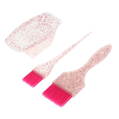Plastic Hair Dye Brush Set for Precise Application, Pink