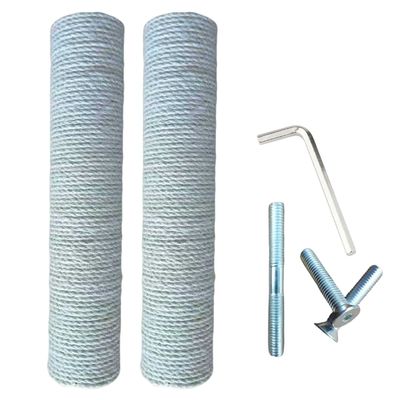 2-Pack M8 Cat Scratching Post Replacements, Sisal-Wrapped Posts with Screws, White Jute, 7.1 x 50 cm
