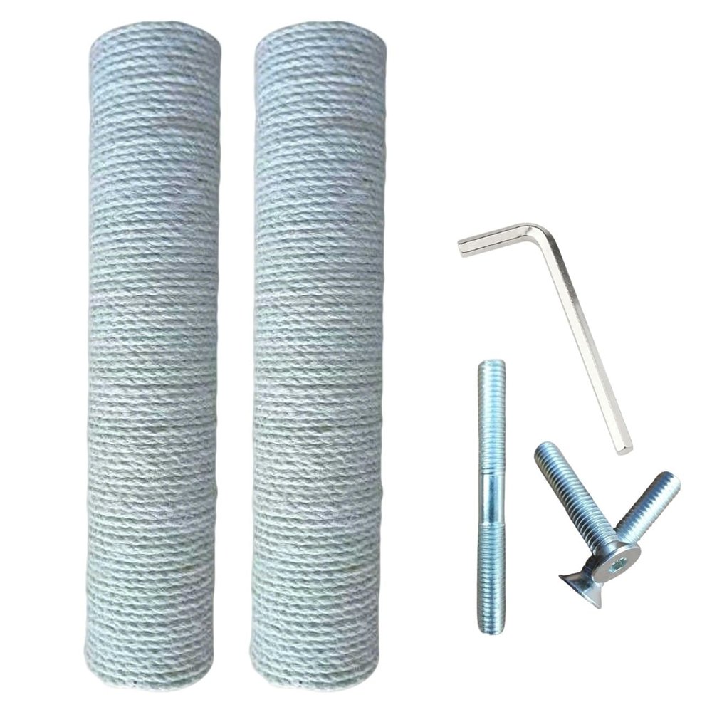 2-Pack M8 Cat Scratching Post Replacements, Sisal-Wrapped Posts with Screws, White Jute, 7.1 x 50 cm