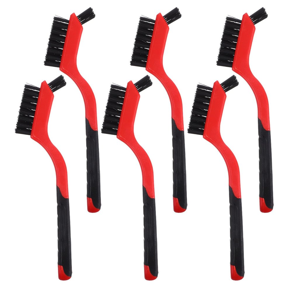 OHPHCALL 6-Piece Turtle Cleaning Brush Set with Red PU Handles and Double-Sided Nylon Heads