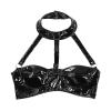 Women’s Latex Harness Push-Up Bra, Wetlook Open-Bust Lingerie Set view 2