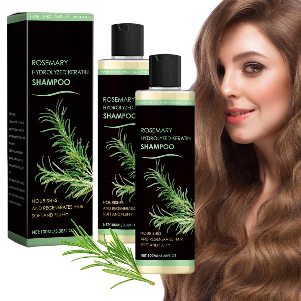 2-Pack Rosemary Shampoo for Hair Growth with Hydrolyzed Keratin, 100 mL