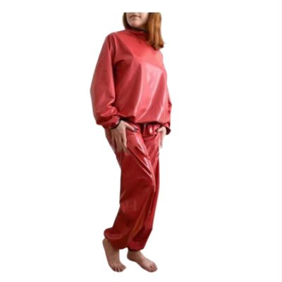 TUNAYI Unisex 2-Piece Latex Pants Set with Long-Sleeve Sweatshirt and Loose-Fit Pants, S–7XL, White, L