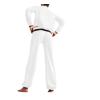 TUNAYI Unisex 2-Piece Latex Pants Set with Long-Sleeve Sweatshirt and Loose-Fit Pants, S–7XL, White, L view 3