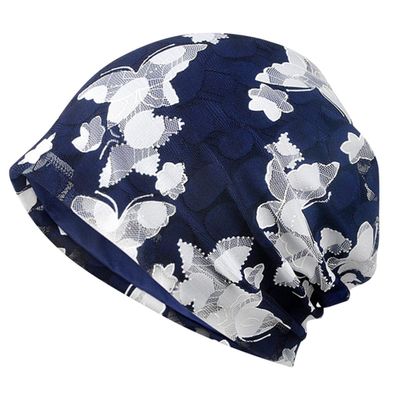 Cotton Maternity Cap with Lace Design, Breathable, Navy Blue
