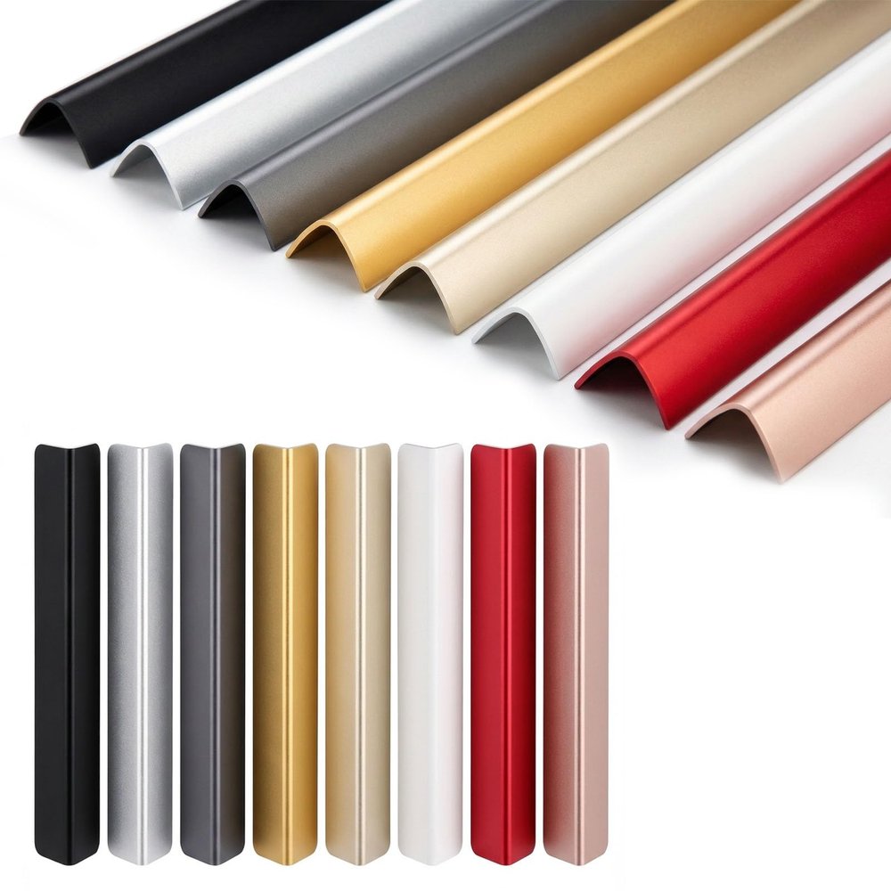 Self-Adhesive Aluminum Corner Guard, L-Profile, Brushed Black, 0.4 x 0.4 in