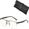 Progressive Auto-Zoom Reading Glasses, Adjustable +1.0, Blue-Light Filtering, Gold view 1
