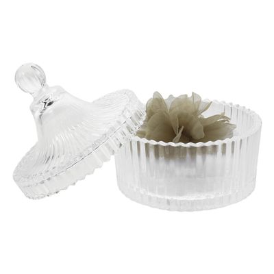 VALICLUD Round Makeup Powder Puff with Bow and Glass Container