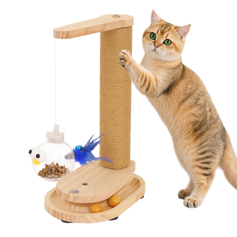 Cat Tree with Treat Dispenser and Scratch Board