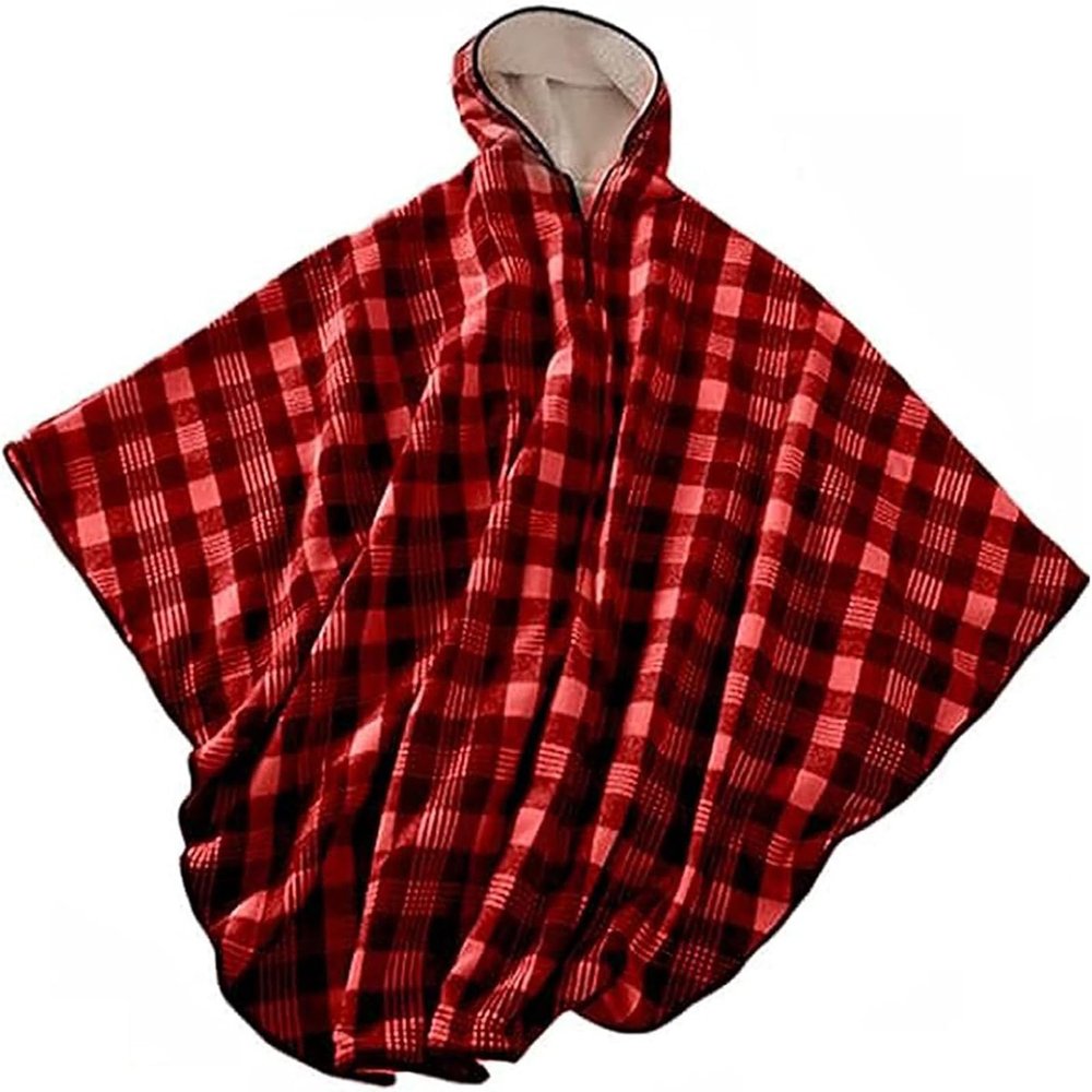 Cozy Fleece-Lined Wheelchair Cape with Hood, Red