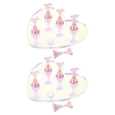 UKCOCO 2-Piece Magnetic Acrylic Nail Stand, Heart-Shaped Nail Tip Holder for DIY Nail Art