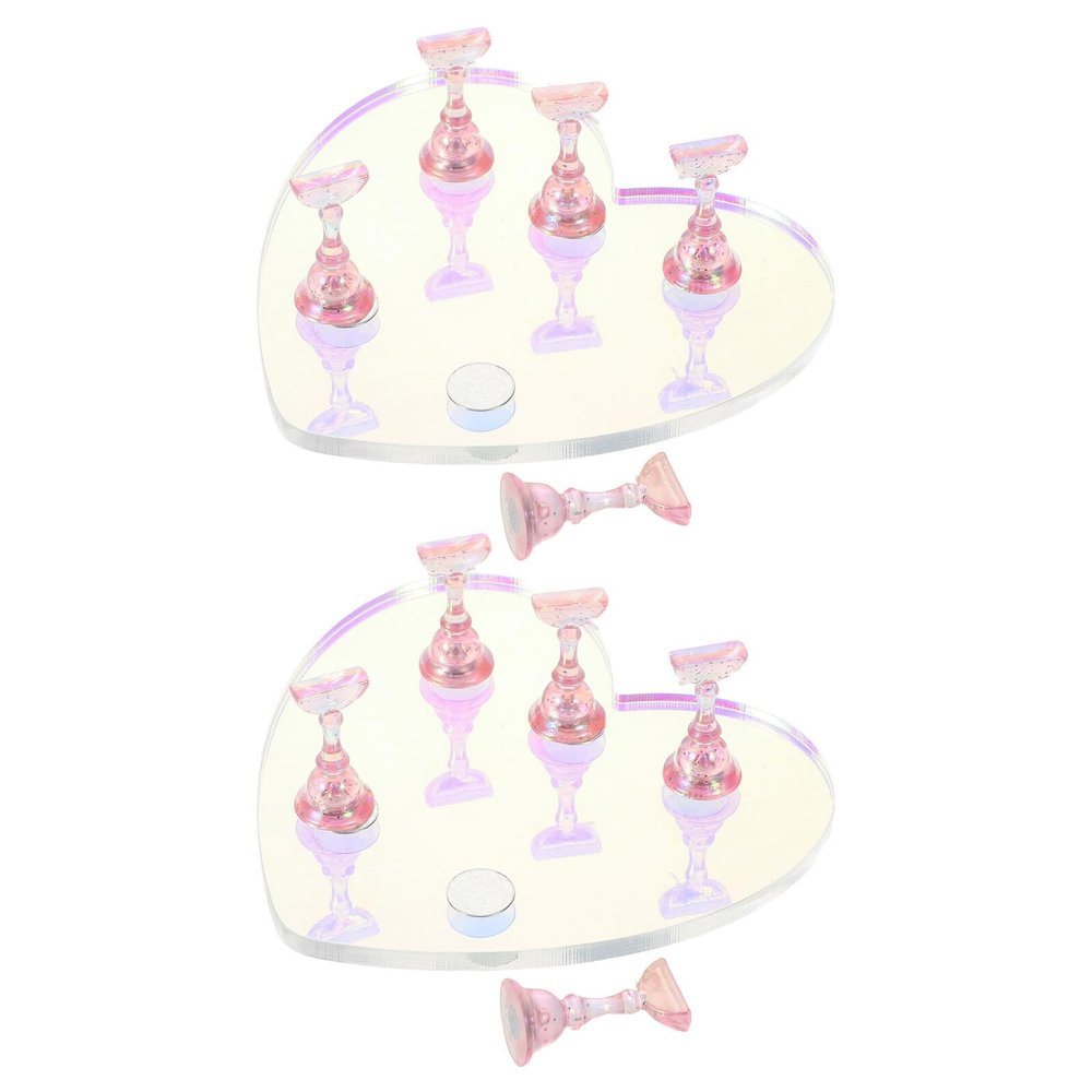 UKCOCO 2-Piece Magnetic Acrylic Nail Stand, Heart-Shaped Nail Tip Holder for DIY Nail Art