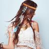 POPETPOP 2-Pack Braided Feather Headbands for Women, Elastic Boho Headbands with Tassels, Fashion Hair Accessories for Parties and Everyday Wear, Random Color view 4
