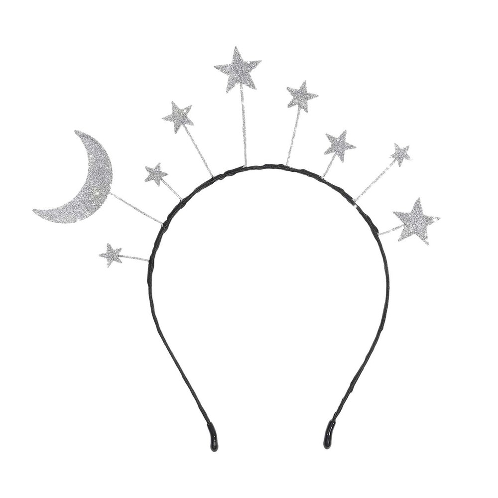 Silver Star and Moon Glitter Headband for Parties