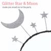 Silver Star and Moon Glitter Headband for Parties view 4