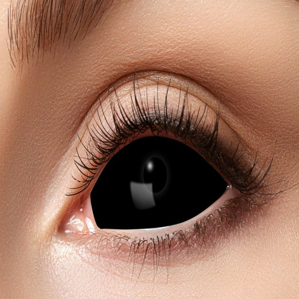 Zoelibat Eyecatcher Black Sclera Contact Lens 22 mm with Vision Correction, 0.50 to 5.00 Diopters, 6-Month Lens, Single Lens, Halloween & Cosplay Effect Lens (-2.25 Diopters)