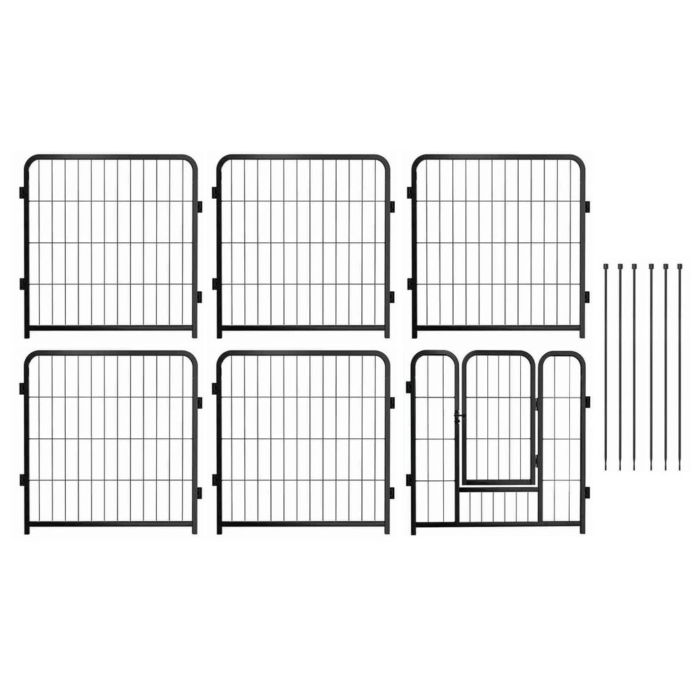 Heavy-Duty Dog Playpen, 6-Panel Folding Metal Fence with Door