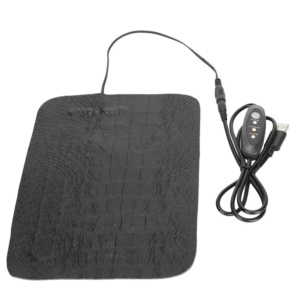 Drfeify Reptile Heating Pad, PU Leather Surface, USB-Powered Heating Mat with 3-Level Temperature Control