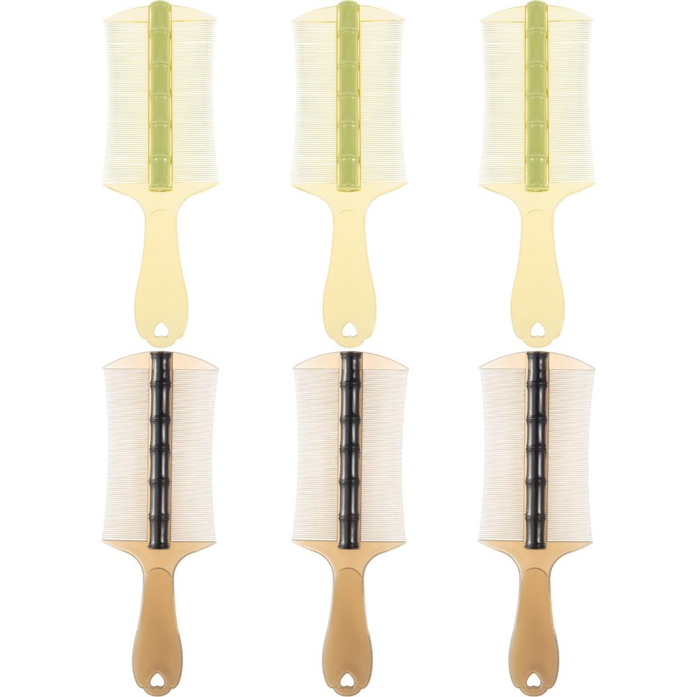 6-Pack Fine Double-Sided Plastic Dandruff Combs with Handles