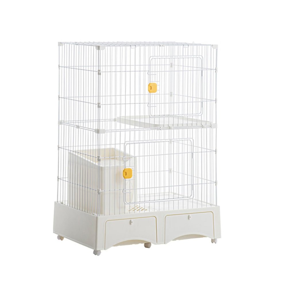 Indoor/Outdoor Cat House with Run, Wheels, White, 82 x 56.3 x 112 cm