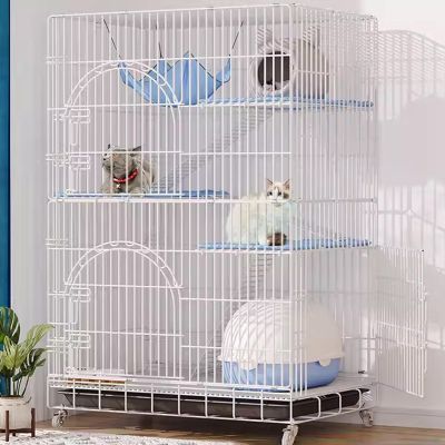 4-Tier Cat Cage with Litter Tray, Wheels, and 3 Doors