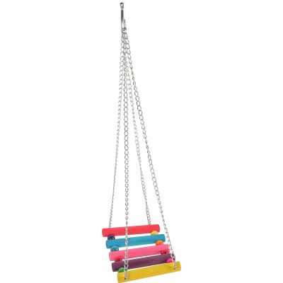 UKCOCO Wooden Bird Stand Hanging Parrot Swing