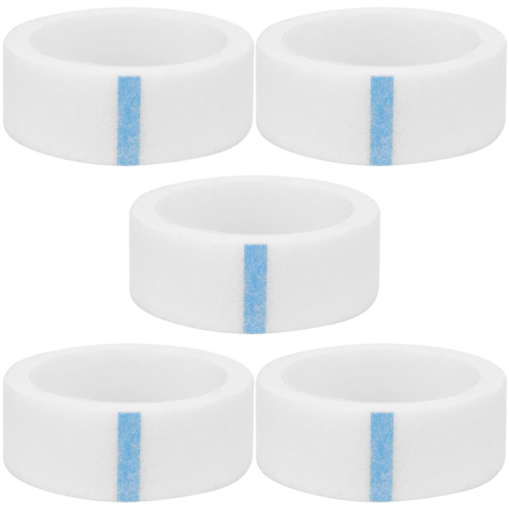 iplusmile 5-Roll Self-Adhesive Eyelash Extension Tape, 1.2 cm Wide, Breathable Nonwoven, White, 4.3 m per Roll